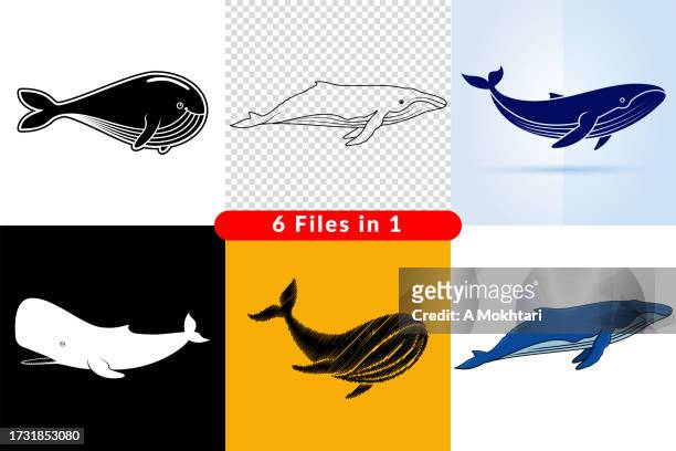 whale icons set. - humpback whale stock illustrations