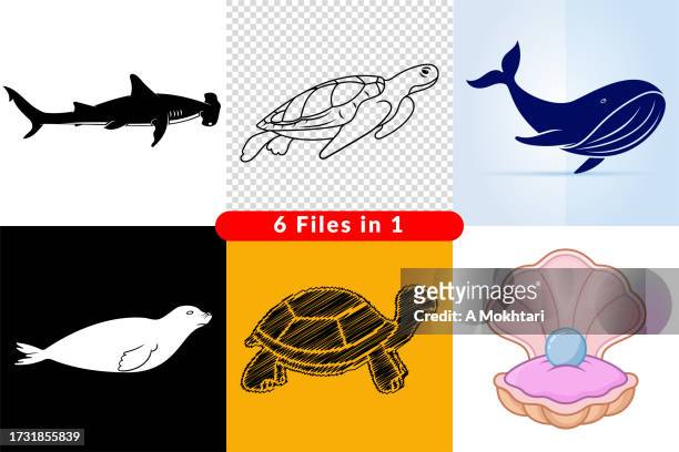 icon and illustration of the marine world. - pets icon blue stock illustrations