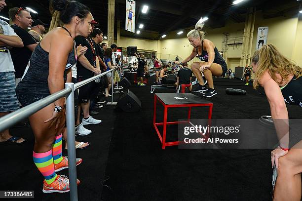 Athletes compete in the UFC Gym Challenge during day one of the UFC Fan Expo Las Vegas 2013 at the Mandalay Bay Convention Center on July 5, 2013 in...