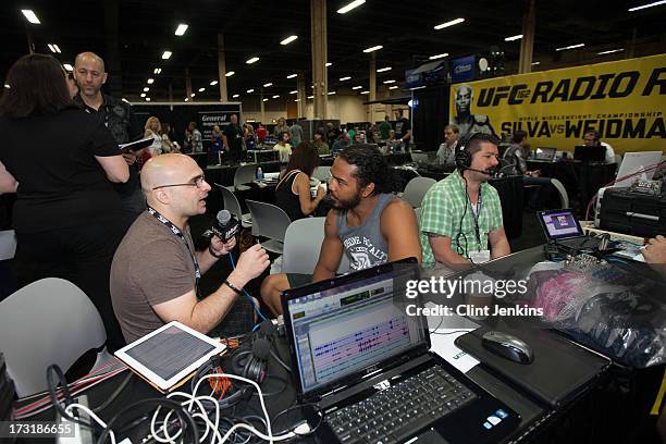 Lightweight champion Benson Henderson is interviewed during day one of the UFC Fan Expo Las Vegas 2013 at the Mandalay Bay Convention Center on July...