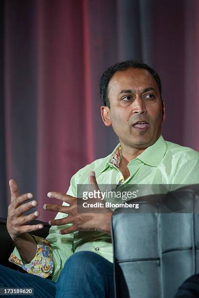 Manish Chandra, founder and chief executive officer of Poshmark Inc., speaks during the MobileBeat Conference in San Francisco, California, U.S., on...