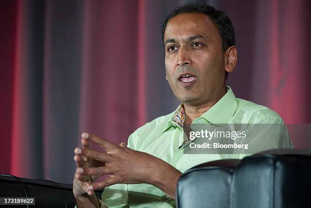 Manish Chandra, founder and chief executive officer of Poshmark Inc., speaks during the MobileBeat Conference in San Francisco, California, U.S., on...