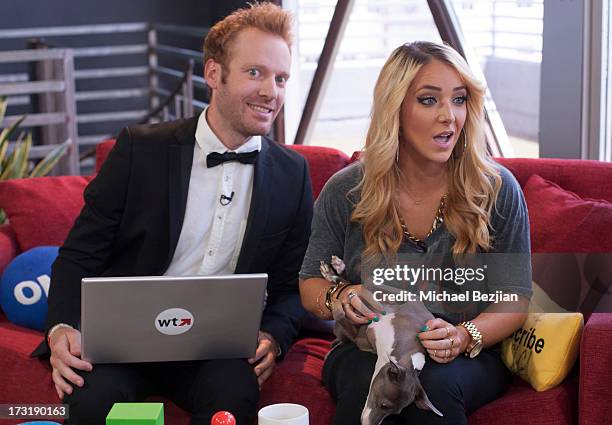 Ethan Newberry and Jenna Marbles attend Jenna Marbles Visits "What's Trending" on July 9, 2013 in Hollywood, California.