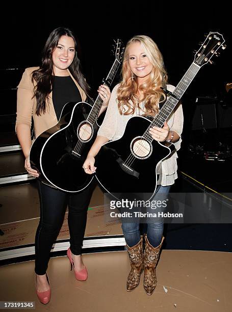 Kree Harrison and Janelle Arthur attend the 2013 American Idol Live! summer tour rehearsals on July 9, 2013 in Burbank, California.