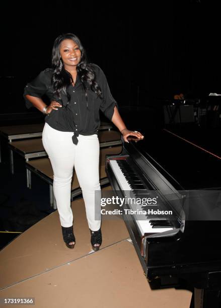 Winner of American Idol season twelve Candice Glover attends the 2013 American Idol Live! summer tour rehearsals on July 9, 2013 in Burbank,...