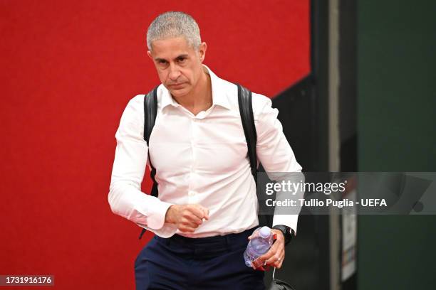 Sylvinho, Head Coach of Albania, arrives at the stadium prior to the UEFA EURO 2024 European qualifier match between Albania and Czechia at Air...