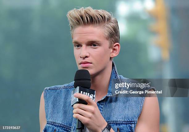 Cody Simpson co-hosts NEW.MUSIC.LIVE. At MuchMusic Headquarters on July 9, 2013 in Toronto, Canada.