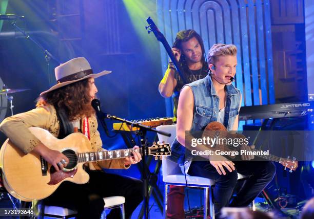 Cody Simpson performs on NEW.MUSIC.LIVE. At MuchMusic Headquarters on July 9, 2013 in Toronto, Canada.