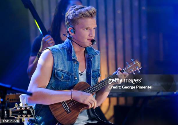 Cody Simpson performs on NEW.MUSIC.LIVE. At MuchMusic Headquarters on July 9, 2013 in Toronto, Canada.