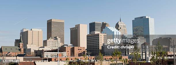 panoramic view of oklahoma city skyline on a cloudless day - oklahoma stock pictures, royalty-free photos & images