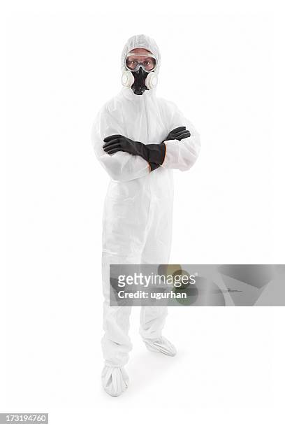 protective workwear - white suit stock pictures, royalty-free photos & images