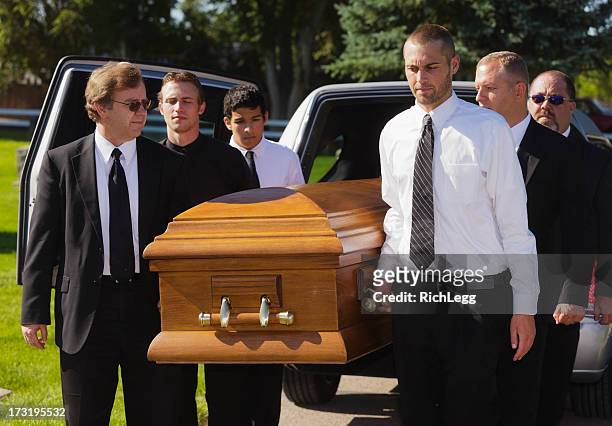 funeral pallbearers - funeral coffin stock pictures, royalty-free photos & images