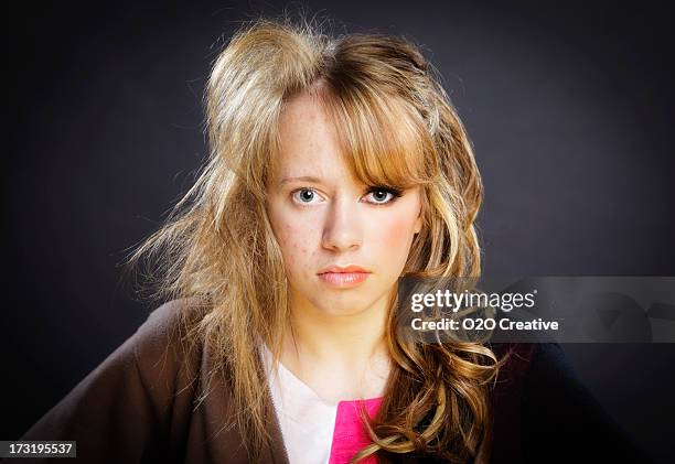 before and after teenage girl - before and after makeup stock pictures, royalty-free photos & images