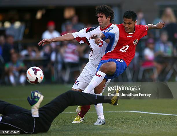 Jairo Arrieta of Costa Rica scores a goal against Cuba during the 2013 CONCACAF Gold Cup on July 9, 2013 at Jeld-Wen Field in Portland, Oregon.