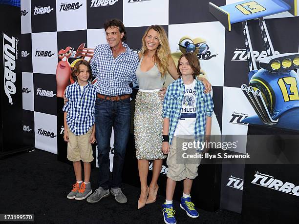 Actors Jason Lively and Blake Lively attend the "Turbo" New York Premiere at AMC Loews Lincoln Square on July 9, 2013 in New York City.