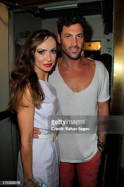Karina Smirnoff and Maksim Chmerkovskiy attend "Forever Tango" on Broadway at Walter Kerr Theatre on July 9, 2013 in New York City.
