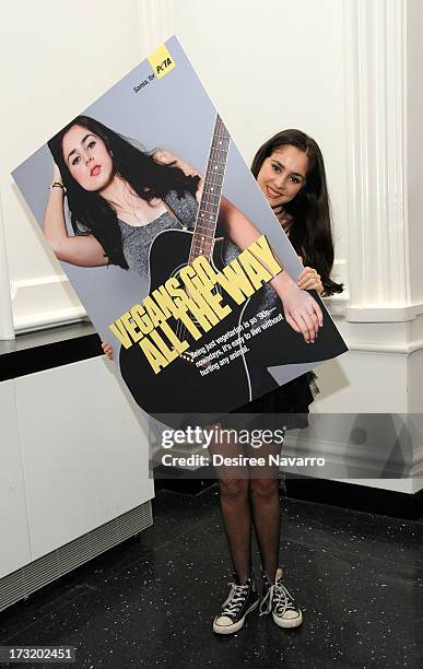 Singer/songwriter Samia Najimy Finnerty attends Samia Najimy Finnerty PETA Ad Unveiling & Performance at Joe's Pub on July 9, 2013 in New York City.