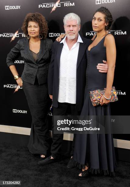 Actor Ron Perlman , wife Opal Perlman and daughter Blake Perlman arrive at the Los Angeles premiere of "Pacific Rim" at Dolby Theatre on July 9, 2013...