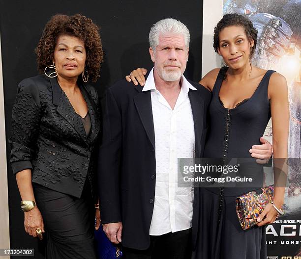 Actor Ron Perlman , wife Opal Perlman and daughter Blake Perlman arrive at the Los Angeles premiere of "Pacific Rim" at Dolby Theatre on July 9, 2013...