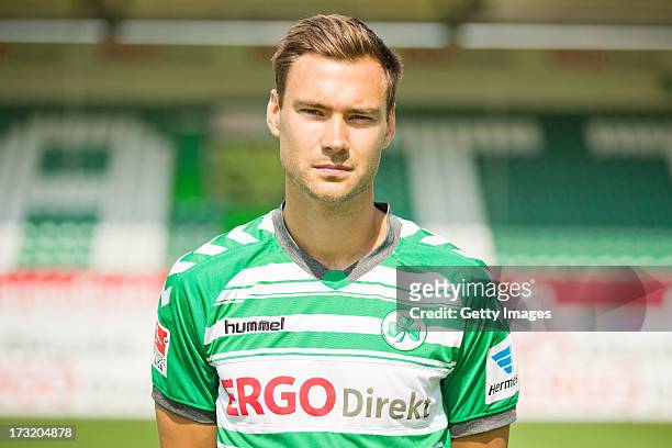 Tim Sparv of Fuerth poses during the Second Bundesliga team presentation of Greuther Fuerth at Trolli Arena on July 8, 2013 in Fuerth, Germany.