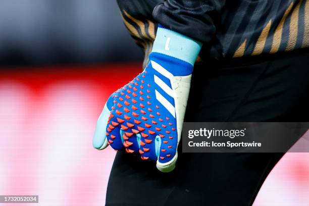 General view of the Adidas goalkeeper glove of Marc Andre Ter Stegen of Germany prior to the international friendly between Germany and Mexico at...