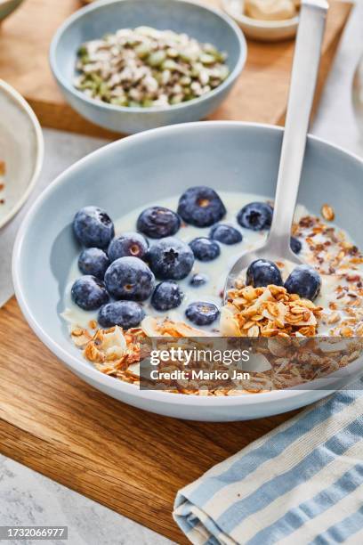 granola muesli healthy breakfast - oatmeal stock pictures, royalty-free photos & images