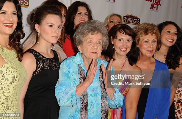 Actress Pat Crawford Brown and cast members attend the premiere of "Sister Act" at the Pantages Theatre on July 9, 2013 in Hollywood, California.