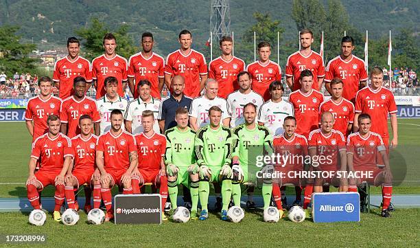 German Bundesliga first division football club FC Bayern Munich team is pictured ahead a test match between FC Bayern Munich and Brescia Calcio in...