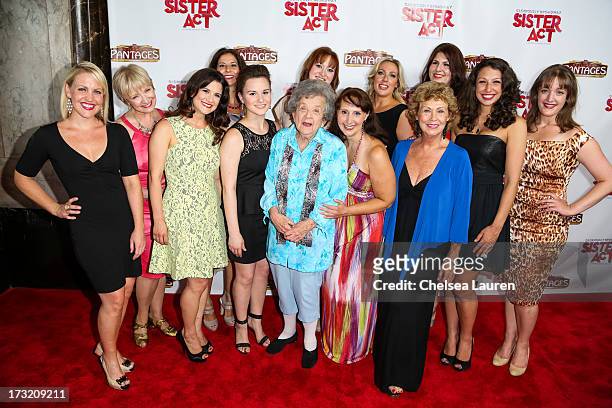 Actress Pat Crawford Brown and cast members arrive at the "Sister Act" opening night premiere at the Pantages Theatre on July 9, 2013 in Hollywood,...
