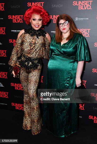 La Voix and Jenny Ryan attend the press night performance of "Sunset Boulevard" at The Savoy Theatre on October 12, 2023 in London, England.