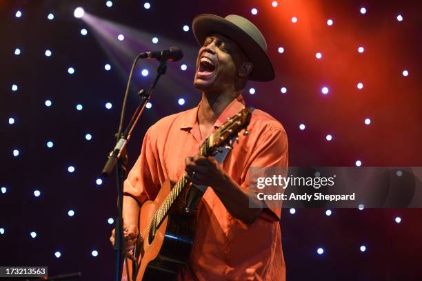 Eric Bibb performs on stage during Love Supreme Jazz Festival 2013 on July 6, 2013 in Lewes, United Kingdom.