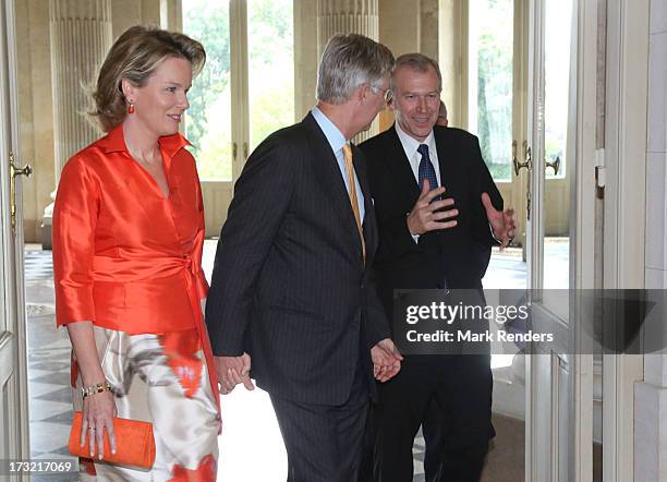 Prince Philippe and Princess Mathilde of Belgium meet former Prime Minister of Belgium Yves Leterme at Laeken Castle on July 10, 2013 in Brussels,...
