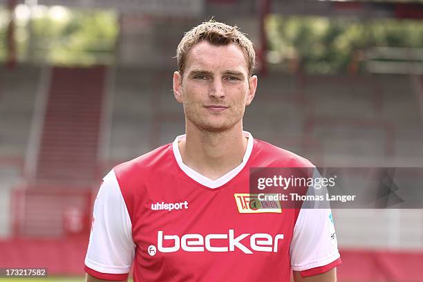 Christian Stuff poses during the 1. FC Union Berlin team presentation at Alte Foersterei on July 1, 2013 in Berlin, Germany.