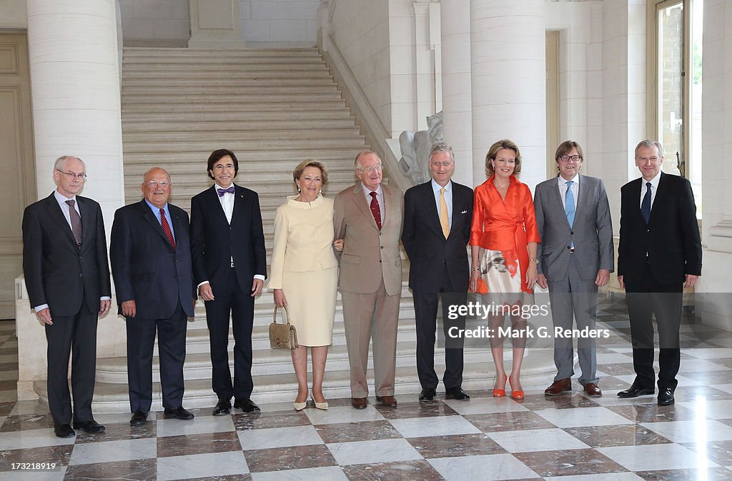 King Albert II Of Belgium Meets Former Prime Ministers Of Belgium At The Royal Castle In Laeken