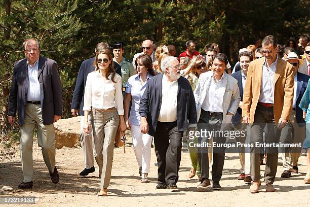 Prince Felipe of Spain and Princess Letizia of Spain visit Guadarrama National Park on July 10, 2013 in Rascafria, Spain.