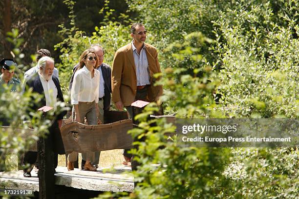 Prince Felipe of Spain and Princess Letizia of Spain visit Guadarrama National Park on July 10, 2013 in Rascafria, Spain.