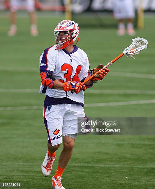 Martin Cahill of the Hamilton Nationals plays against the Rochester Rattlers at Sahlen's Stadium on July 7, 2013 in Rochester City. Hamilton won 10-6.