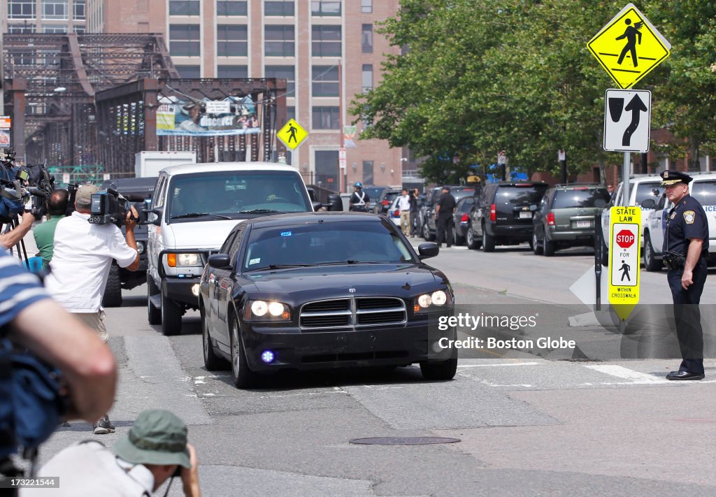 Alleged Boston Marathon Bomber Arrives At Moakley Courthouse