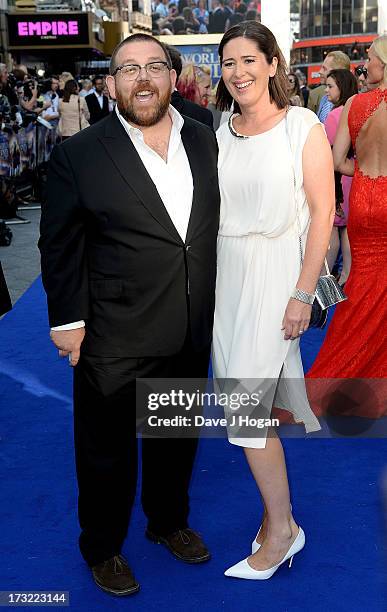 Actor Nick Frost with wife Christina Frost attend "The World's End" world premiere at the Empire Leicester Square on July 10, 2013 in London, England.