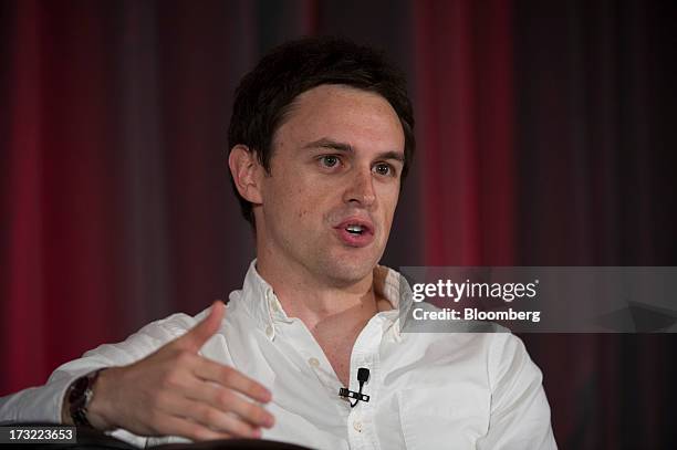 Guy Horrocks, chief executive officer and founder of Carnival Labs, speaks during the MobileBeat Conference in San Francisco, California, U.S., on...