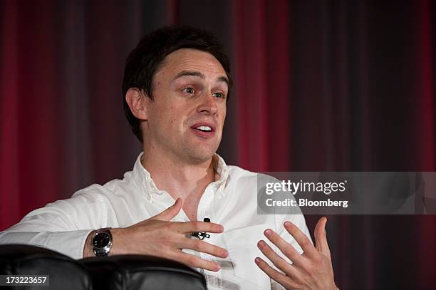 Guy Horrocks, chief executive officer and founder of Carnival Labs, speaks during the MobileBeat Conference in San Francisco, California, U.S., on...
