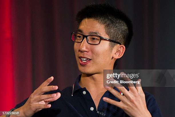 Brian Wong, chief executive officer and co-founder of Kiip Inc., speaks during the MobileBeat Conference in San Francisco, California, U.S., on...