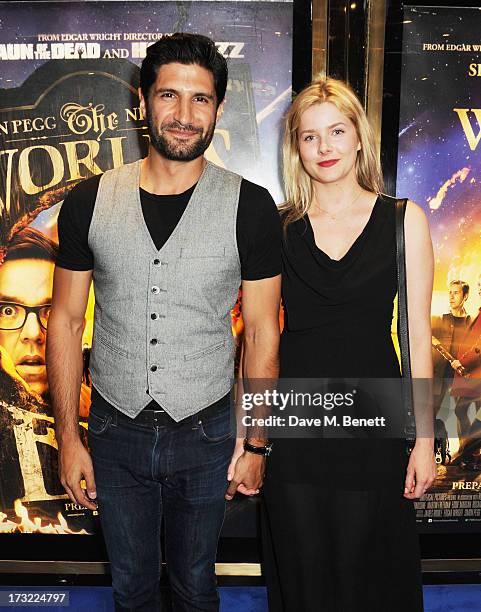 Kayvan Novak and Rachel Hurd-Wood attends the World Premiere of 'The World's End' at Empire Leicester Square on July 10, 2013 in London, England.