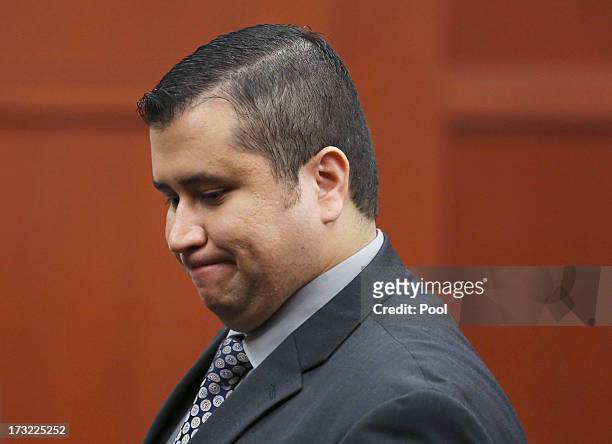Defendant George Zimmerman leaves the courtroom during a recess during his murder trial during his murder trial in Seminole circuit court July 10,...