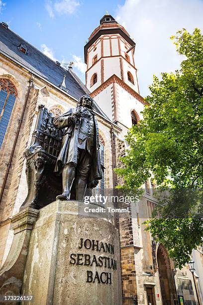 johann sebastian bach memorial, leipzig - componist stock pictures, royalty-free photos & images