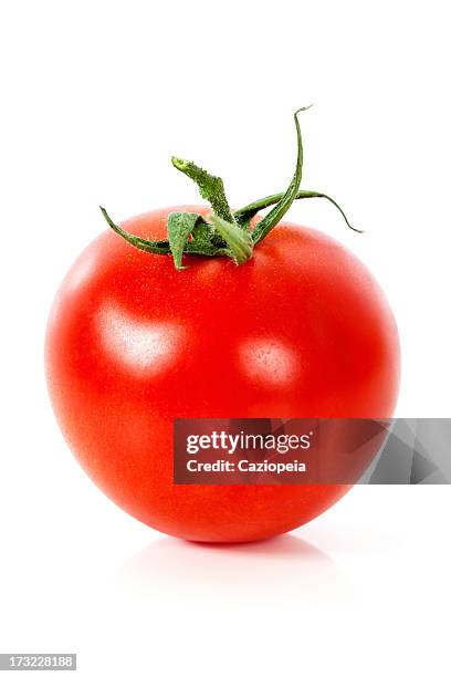 fresh red tomato on white background - tomato isolated stock pictures, royalty-free photos & images