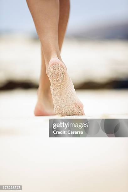 andar na areia - descalço imagens e fotografias de stock