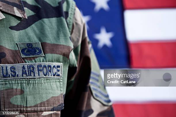 patriotic american soldier - united states airforce stockfoto's en -beelden