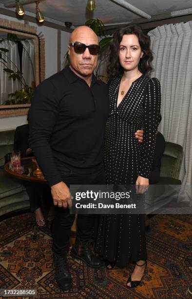 Noah Francis Johnson and Jasmine Al Fayed attend Galvan London's celebration of Frieze Week with OMR and Sies + Höke at Louie on October 12, 2023 in...