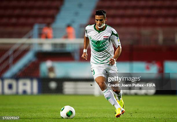 Ali Adnan of Iraq controls the ball during the FIFA U-20 World Cup Semi Final match between Iraq and Uruguay at Huseyin Avni Aker Stadium on July 10,...